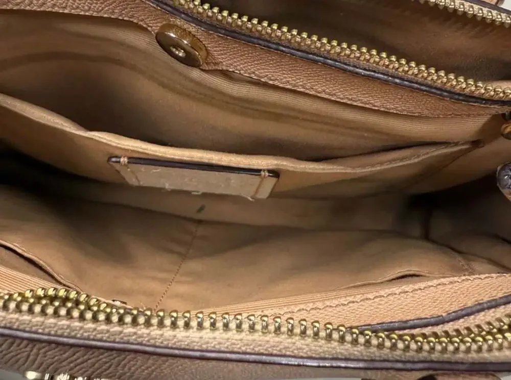 Coach Brooke Carryall Beige Leather Satchel Handbag